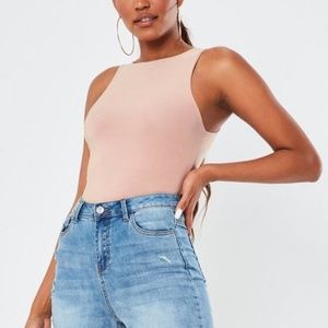 NWT  Missguided - Baby Pink/ Nude Seam Free High Neck Top